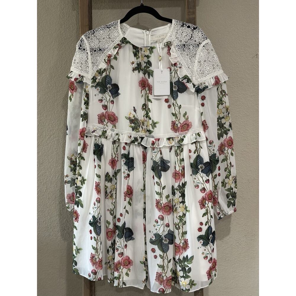 TED BAKER LONDON Maryam Oracle Long Sleeve Dress Floral Multi Size 4 $329 NEW - Picture 6 of 14